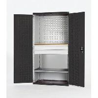 (obrázek pro) Dílenská skříň se zásuvkami Bott Cubio, multiplex, 200 x 130 x 65 cm, 1 police, 2 zásuvky, šedá-antracit