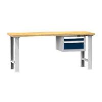 Dílenský stůl KOMBI BB4725, 2500 x 700 x 880 mm, BUK, šedá-tmavě modrá (obrázek pro) Dílenský stůl KOMBI BB4725, 2500 x 700 x 880 mm, BUK, šedá-tmavě modrá
