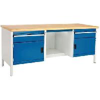 Dílenský stůl Bott Cubio Storage, 84 x 200 x 75 cm, 2 skříňky, 2 zásuvky, police, multiplex, šedá-modrá (obrázek pro) Dílenský stůl Bott Cubio Storage, 84 x 200 x 75 cm, 2 skříňky, 2 zásuvky, police, multiplex, šedá-modrá