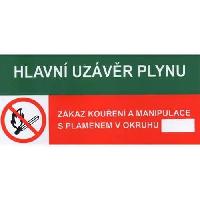 (obrázek pro) Informační bezpečnostní tabulka - Hlavní uzávěr plynu, Zákaz kouření a manipulace s plamenem, samolepicí fólie