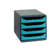 Zásuvkový modul Big Box, 4 zásuvky, šedý/tyrkysový (obrázek pro) Zásuvkový modul Big Box, 4 zásuvky, šedý/tyrkysový