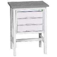 Dílenský stůl Bott Verso, 78-93 x 70 x 60 cm, 3 zásuvky, linoleum, šedá-šedá (obrázek pro) Dílenský stůl Bott Verso, 78-93 x 70 x 60 cm, 3 zásuvky, linoleum, šedá-šedá