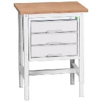 (obrázek pro) Dílenský stůl Bott Verso, 78-93 x 70 x 60 cm, 3 zásuvky, multiplex, šedá-šedá