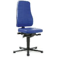 (obrázek pro) Pracovní židle Bimos All In One 9643 s kluzáky, bez podnožky, koženkový sedák, vysoké opěradlo, modrá