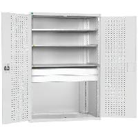(obrázek pro) Dílenská skříň se zásuvkami Bott Cubio 160, 200 x 105 x 65 cm, 3 police, 2 zásuvky, šedá-šedá