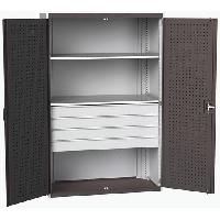 (obrázek pro) Dílenská skříň se zásuvkami Bott Cubio 160, 200 x 130 x 65 cm, 2 police, 4 zásuvky, šedá-antracit