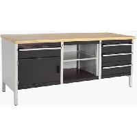 Dílenský stůl Bott Cubio Storage, 84 x 200 x 75 cm, 1 skříňky, 4 zásuvky, otevřený prostor s policí, multiplex, šedá-antracit (obrázek pro) Dílenský stůl Bott Cubio Storage, 84 x 200 x 75 cm, 1 skříňky, 4 zásuvky, otevřený prostor s policí, multiplex, šedá-antracit