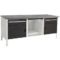 Dílenský stůl Bott Cubio Storage, 84 x 200 x 75 cm, 2 skříňky, 2 zásuvky, police, linoleum, šedá-antracit (obrázek pro) Dílenský stůl Bott Cubio Storage, 84 x 200 x 75 cm, 2 skříňky, 2 zásuvky, police, linoleum, šedá-antracit