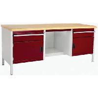 Dílenský stůl Bott Cubio Storage, 84 x 200 x 75 cm, 2 skříňky, 2 zásuvky, police, multiplex, šedá-červená (obrázek pro) Dílenský stůl Bott Cubio Storage, 84 x 200 x 75 cm, 2 skříňky, 2 zásuvky, police, multiplex, šedá-červená