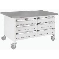 Mobilní dílenský stůl Bott Cubio Storage, 84 x 150 x 75 cm, 6 zásuvek, linoleum, šedá-šedá (obrázek pro) Mobilní dílenský stůl Bott Cubio Storage, 84 x 150 x 75 cm, 6 zásuvek, linoleum, šedá-šedá