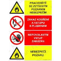 (obrázek pro) Pracoviště se zvýšeným požárním nebezpečím, plast 297 x 420 x 0,5 mm A3