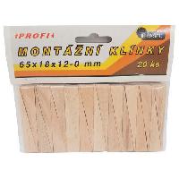 Klínky dřevěné, montážní, balení 20 ks, 65 x 18 x 12 – 0 mm