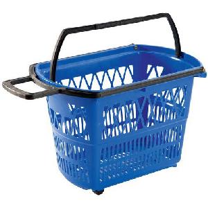 (obrázek pro) Plastový nákupní košík s kolečky, 28 l, modrá