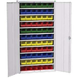 (obrázek pro) Skříň Bott Verso s boxy, 200 x 105 x 35 cm, 10 polic, 66 boxů, šedá-šedá