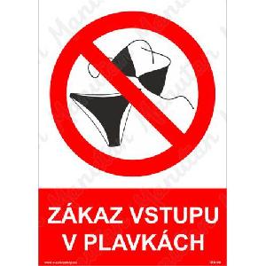 (obrázek pro) Zákaz vstupu v plavkách, plast 210 x 297 x 2 mm A4