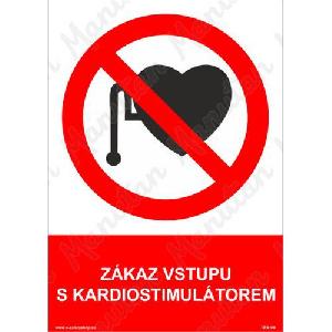 (obrázek pro) Zákaz vstupu s kardiostimulátorem, plast 210 x 297 x 2 mm A4