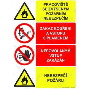 (obrázek pro) Pracoviště se zvýšeným požárním nebezpečím, plast 297 x 420 x 0,5 mm A3