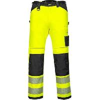 Pracovní kalhoty PW3 Hi-Vis, černá/žlutá, zkrácené, vel. 52